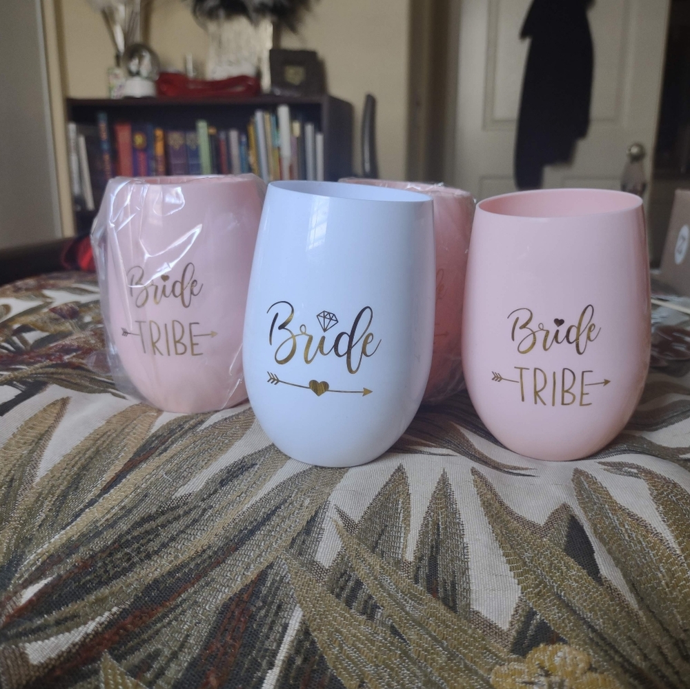 Set of Four Bride and Bride Tribe glasses